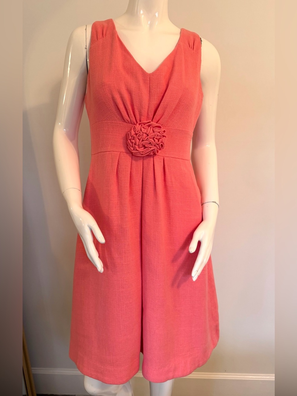LILLY PULITZER Parker Dress Size 10 Hotty Pink V-Neck Pockets Rosette Lined